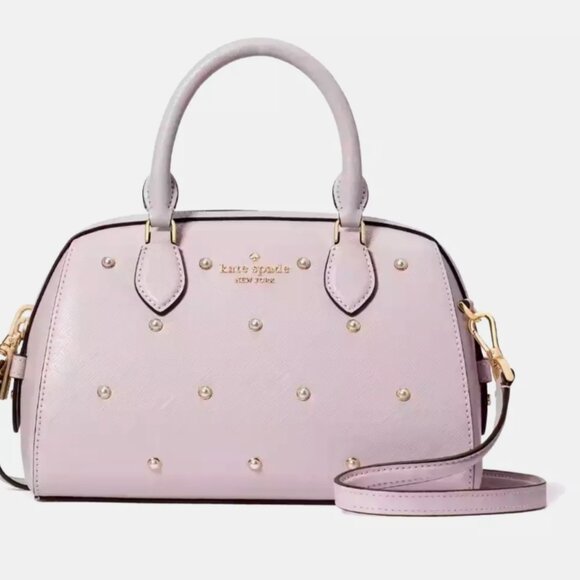 Kate Spade Madison Studded Faux Pearl Duffle Crossbody Lilac Moon KF494 NWT $379 - Picture 1 of 7
